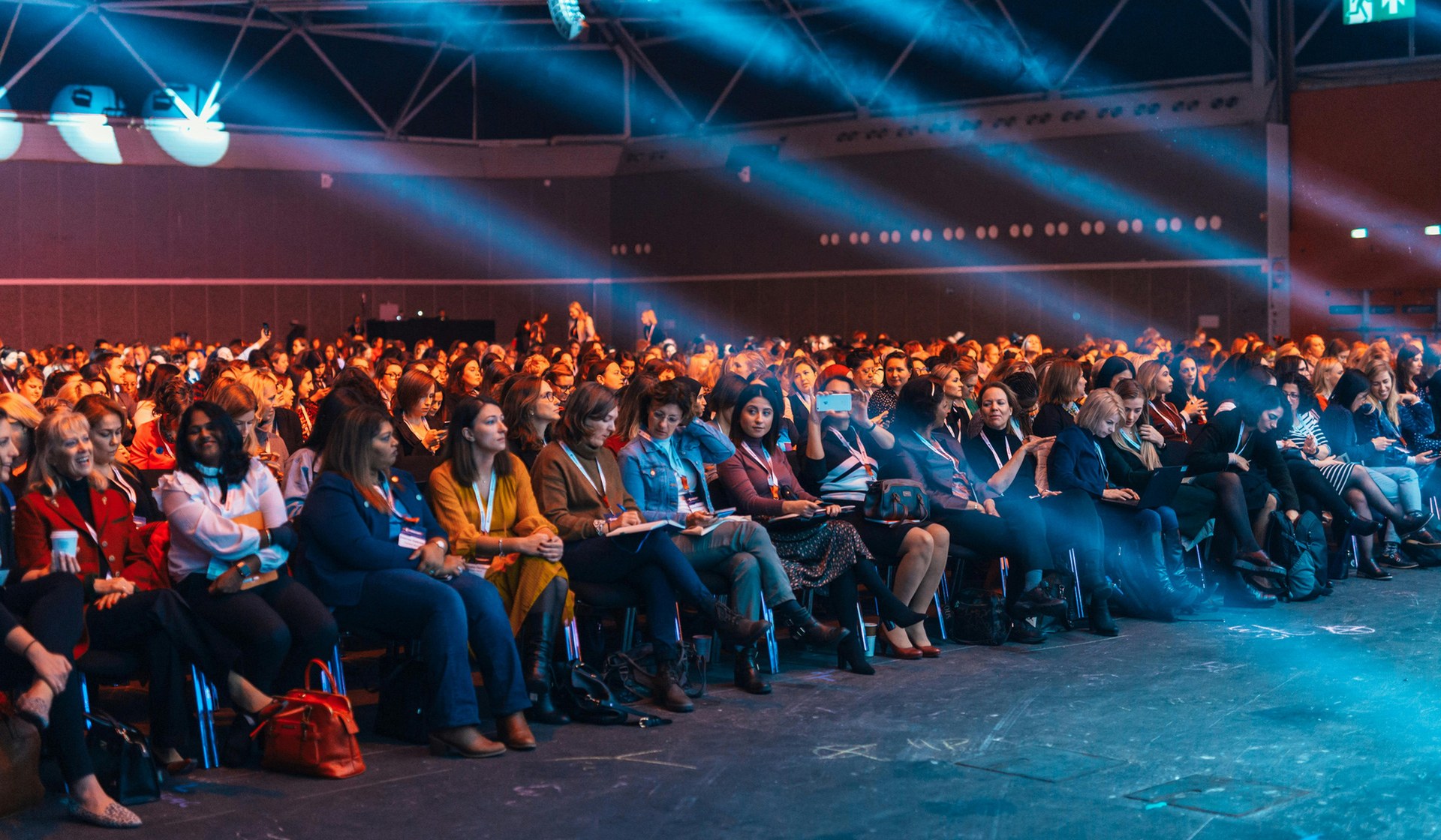 Convention audience in a large event hall
