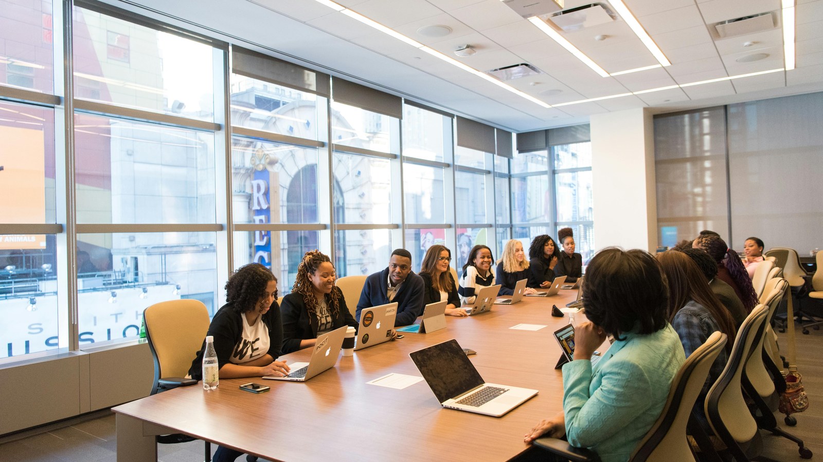 Business team planning a meeting in a conference room